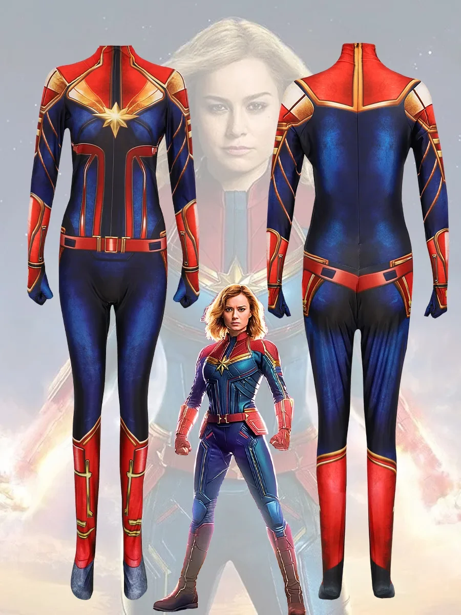 Movie Captain Cosplay Costume Women Superhero Cos Stage Jumpsuit Halloween Carnival Role Play Party Zentai view 3
