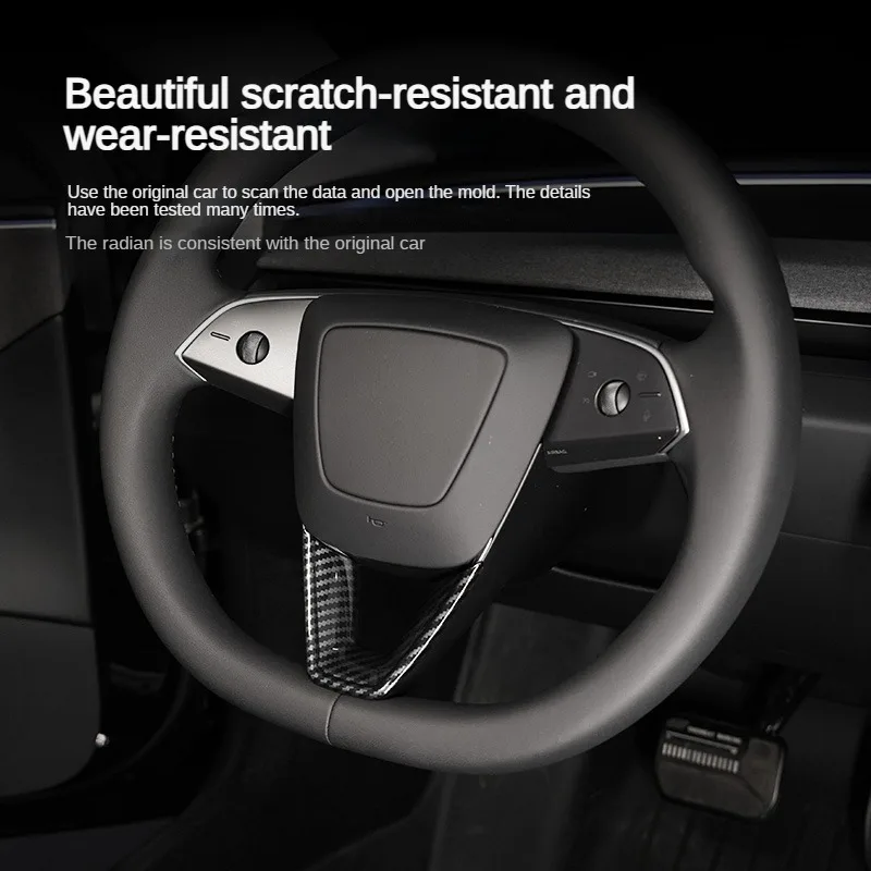 For Tesla Model 3 Highland 2024 Car Steering Wheel Cover Trim Sticker Component ABS Carbon Fiber New Model3 Interior Accessories