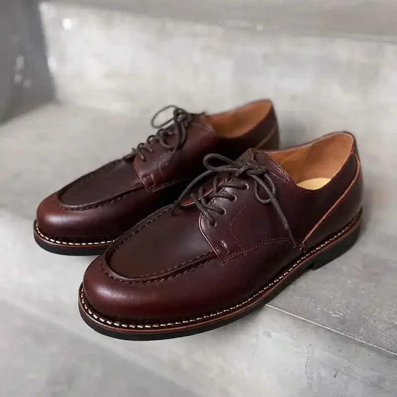 Derby Shoes Classic Durable Goodyear-Welding Men's Shoes Genuine Leather Business Rugged Heritage Formal Men's Shoes