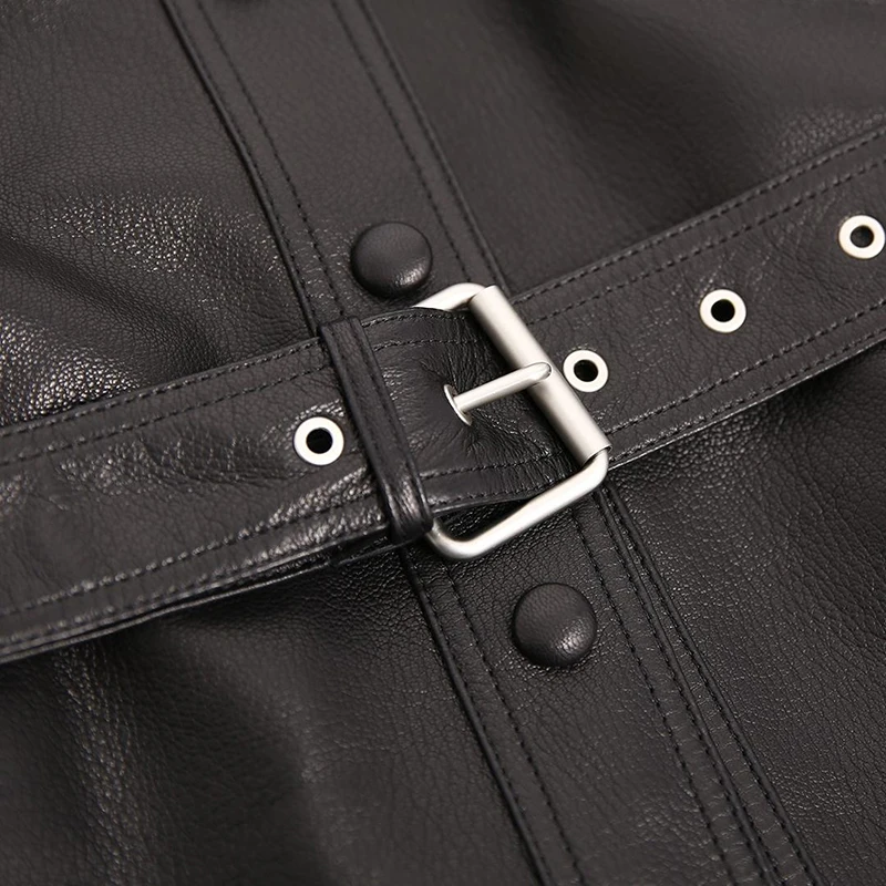 Short Leather Jacket for Women Korean Style Turn-down Collar Autumn Winter Fashion Versatile Simple Lace Up Black Coat with Belt