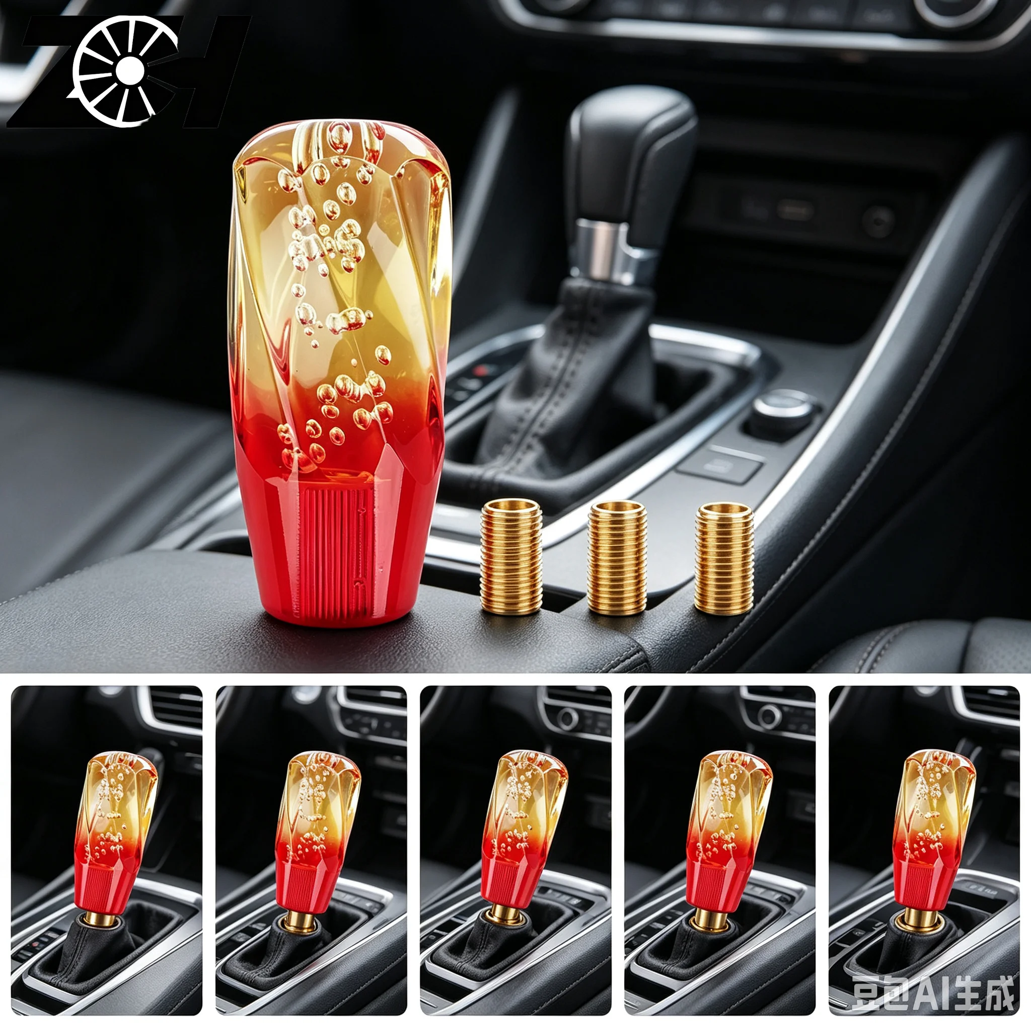 10 15 20 25 30cm Car Yellow Red Crystal Resin Gear Shift Knob Bubble AT MT Auto Manual Stick Gear Shifter Stick Gear Shift Knob