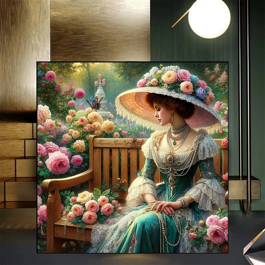 

Полный набор для алмазной вышивки, новый европейский классический придворный сад, женская ручная роспись, вышивка крестиком, украшение для дома