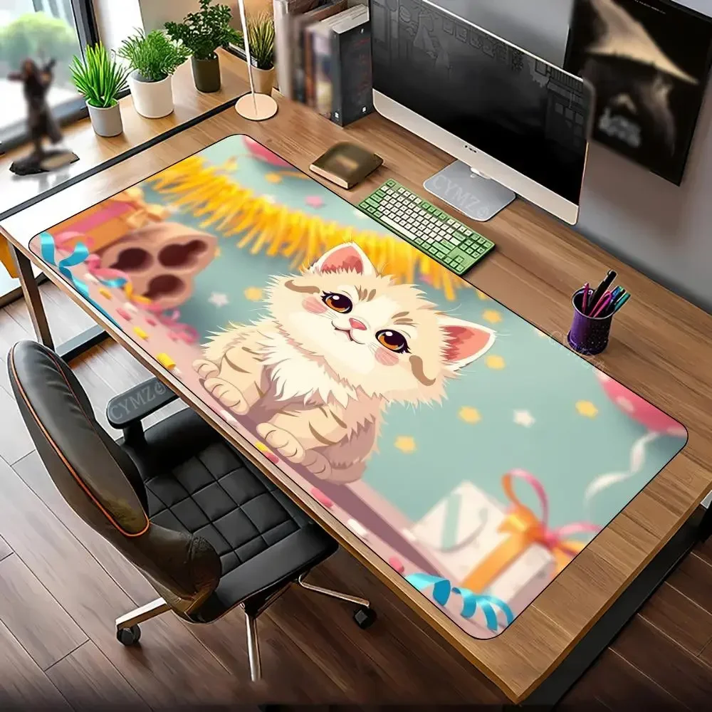 Kawaii القط التوضيح ماوس الوسادة حصيرة مكتبية الألعاب الحصير المضادة للانزلاق دائم مكتب الملحقات لوحة المفاتيح منصات سطح المكتب maus الوسادة البساط #1
