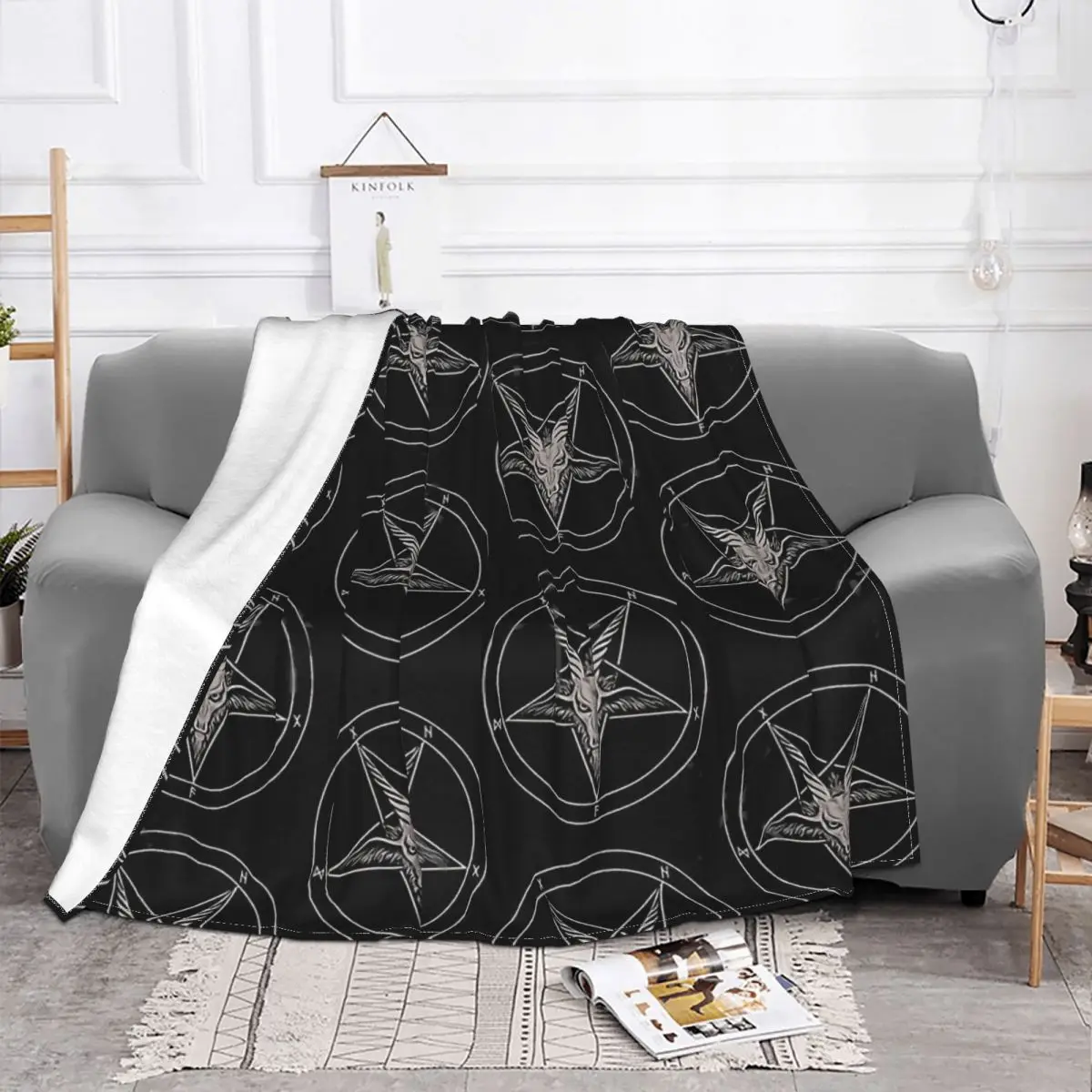 Baphomet Goat Blanket Baphomet Satan Lucifer Fleece Plush Super Warm Ultra-Soft Throw Blankets For Sofa Plush Thin Quilt