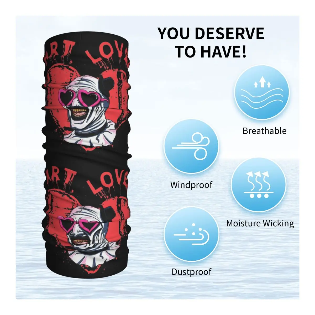 Terrifier Art The Clown Lover Bandana Neck Cover Printed Balaclavas Mask Scarf Multi-use Headwear Outdoor Sports Unisex Adult image 3