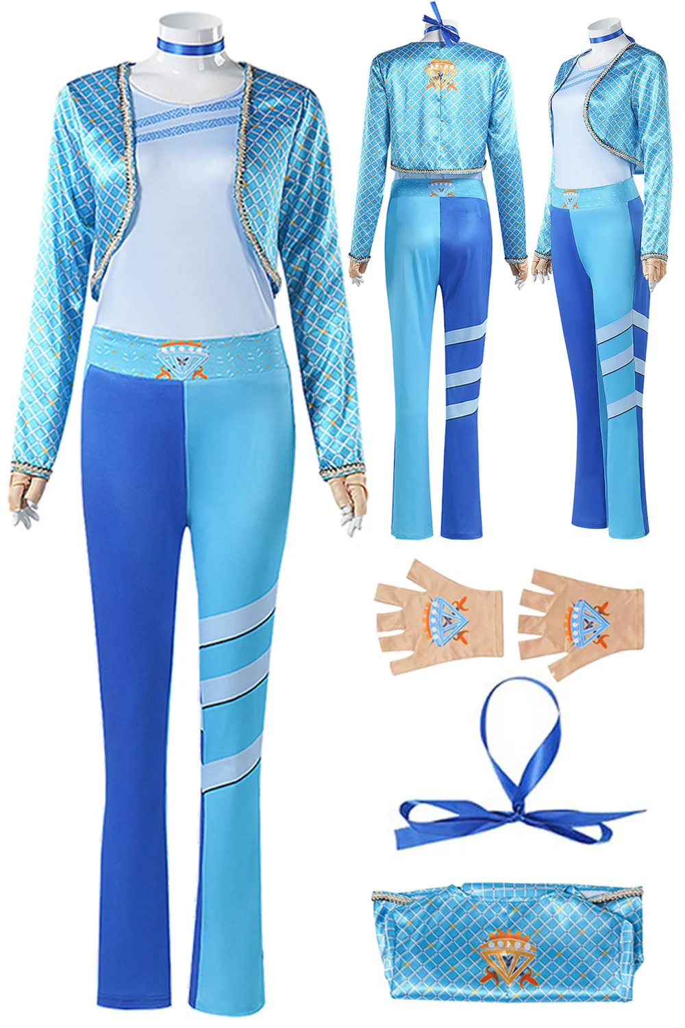 Chloe Cosplay 2024 Movie Descendants Costume Women Roleplay Disguise Blue Clothing Halloween Party Suit Fantasia Disguise Outfit