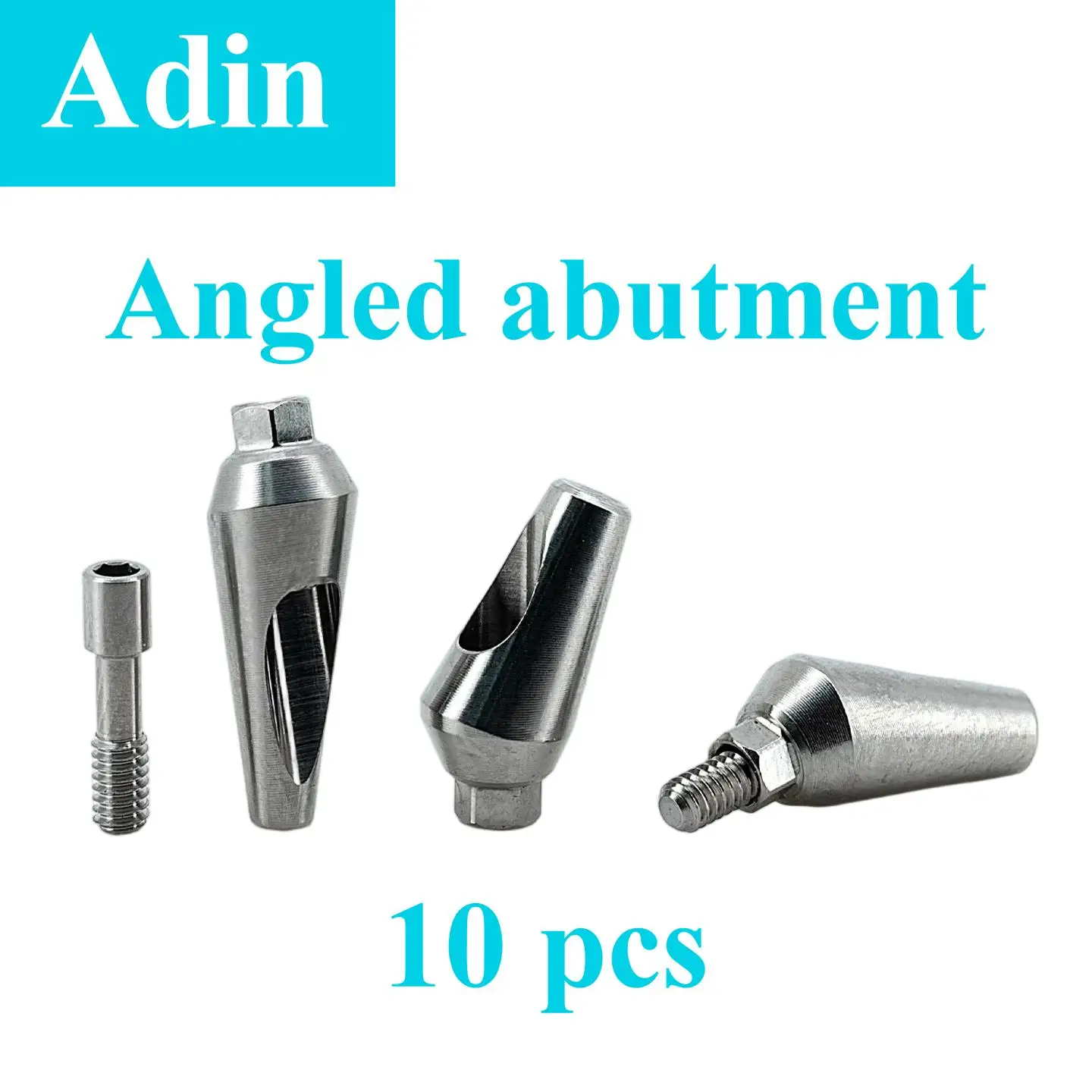 10Pcs Dental Angled Abutment For Adin Implant System Pure Titanium Hex Engaging Central Retaining Screws Clinic Restoration Tool