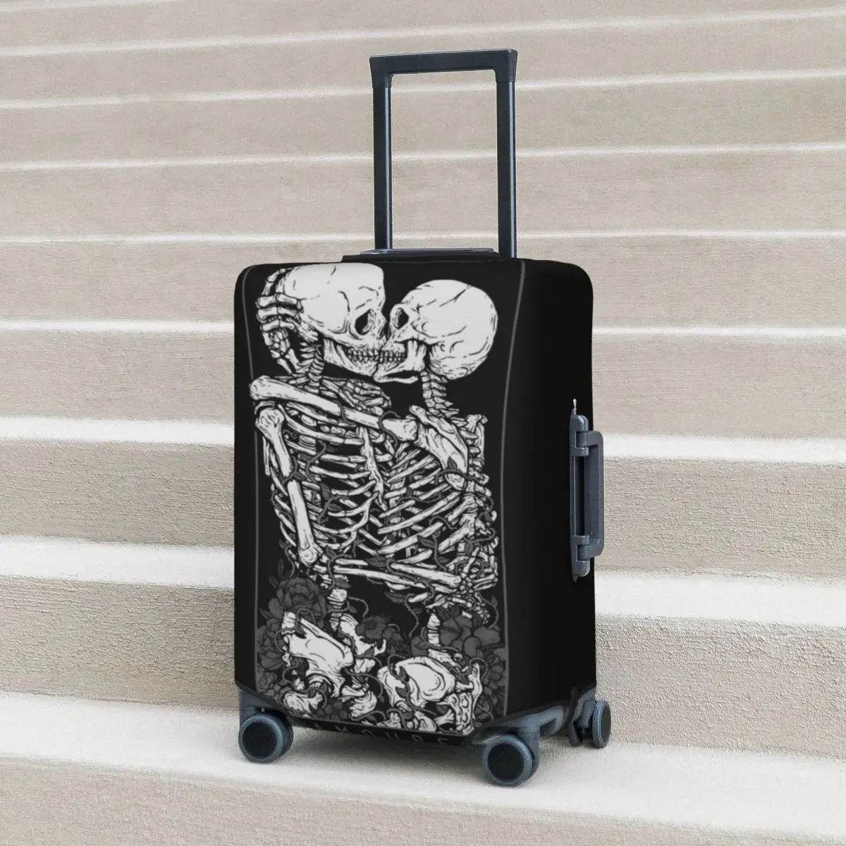 Couverture de valise tête de mort pour les amoureux, protecteur d\'affaires utile, fournitures de bagages, vacances