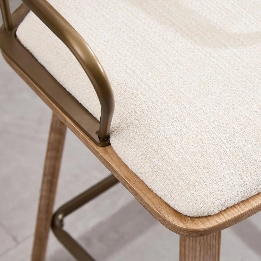 مجموعة كراسي بارتفاع دوار مكونة من 2 26 مقاعد عداد حديثة لمنتصف القرن مع أذرع خلفية مغزل من الخشب المنفروش