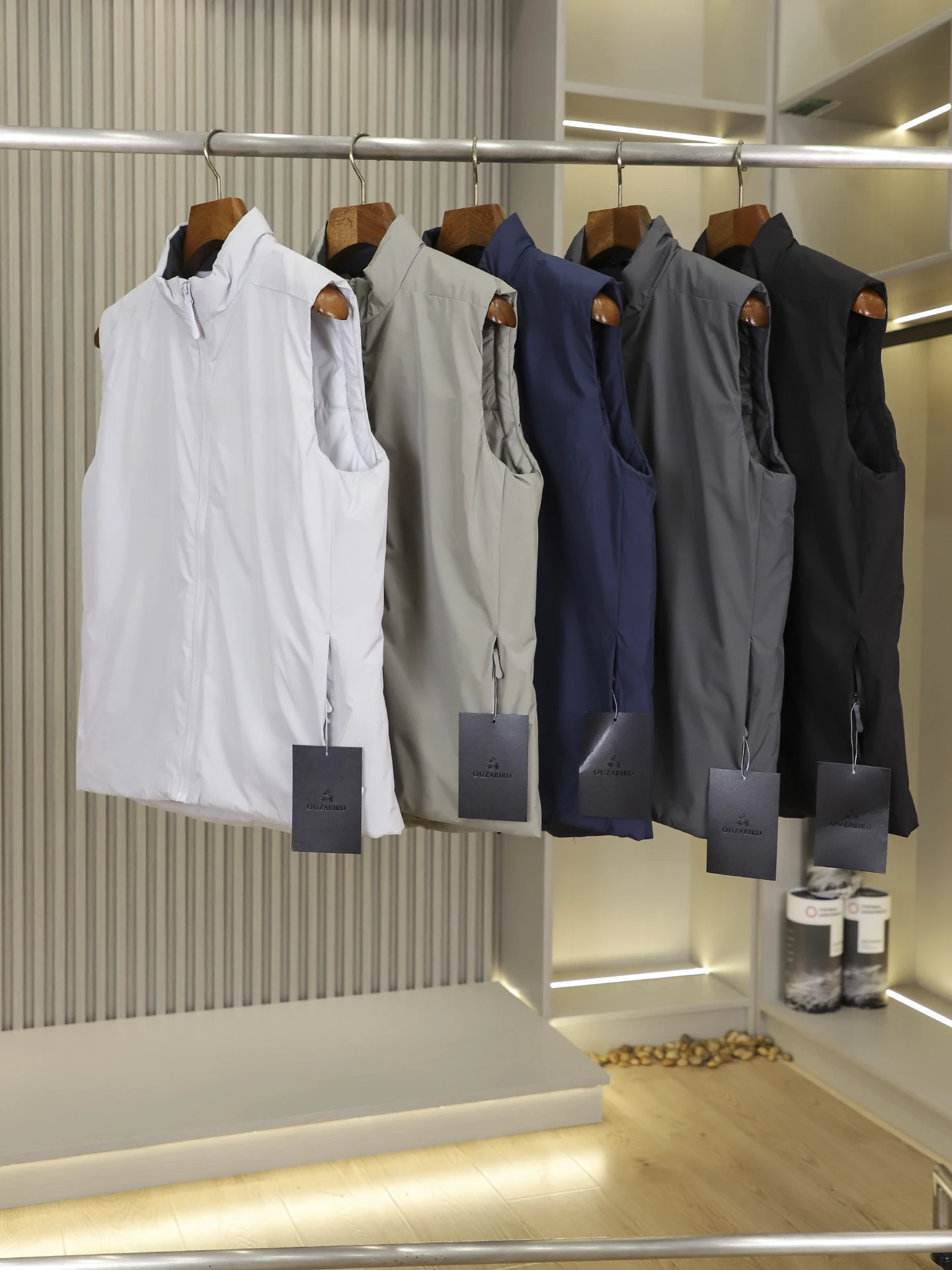 Men's Thickened P Cotton Technology Windproof Warm Lightweight Stand Collar Cotton Vest Jacket Autumn Winter Standard Fit Bus...