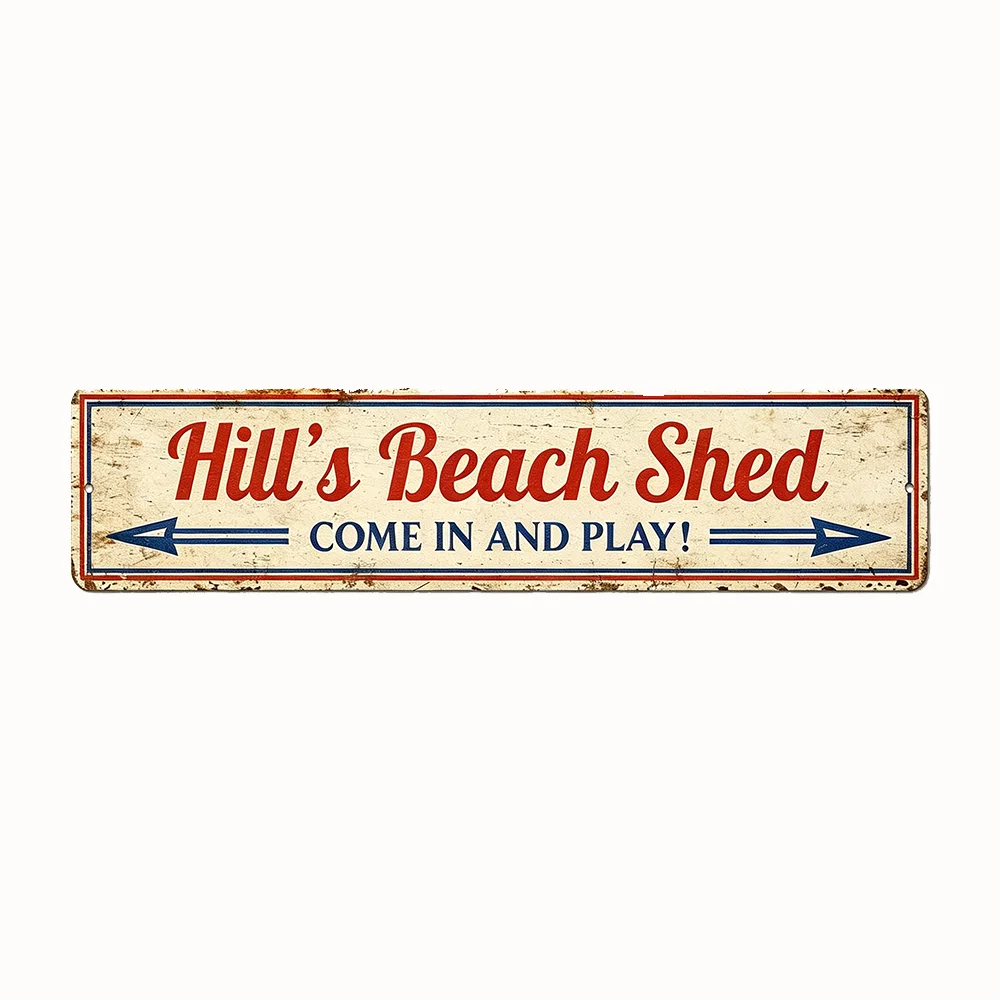 1pc Customizable Vintage Arrow Metal Plaque, Personalized Custom Text Wall Sign for Beach House Porch Patio Decor (Decor Only)