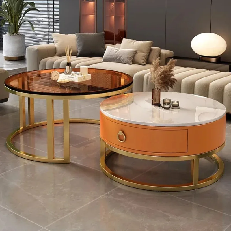 

Luxury Storage Coffee Tables Drawers Elegant Modern Round Table Modern Design Minimalist Apartamento Mesa Auxiliar Furniture