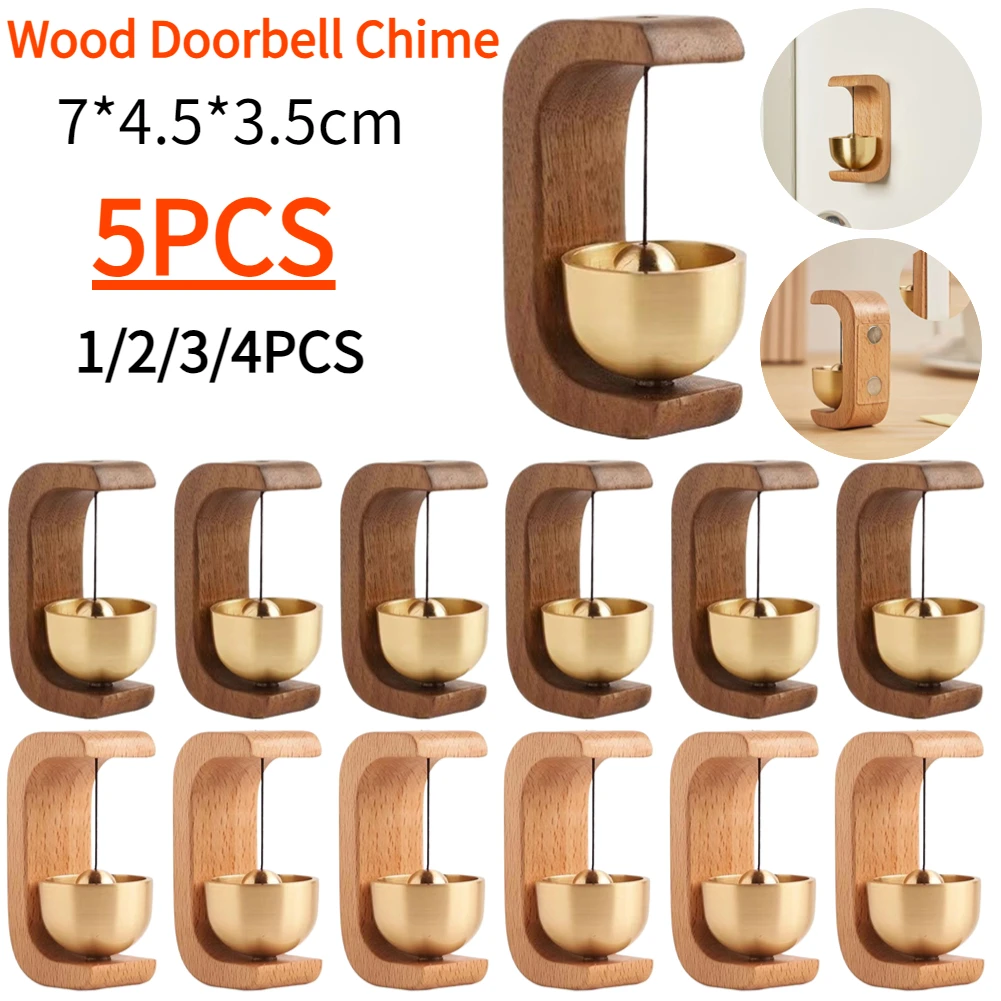 Doorbell Aesthetic Solid Wooden Magnetic Brass Wind Chimes Wireless Doorbell Entrance Door Bell Pendant Home Decor Decorations