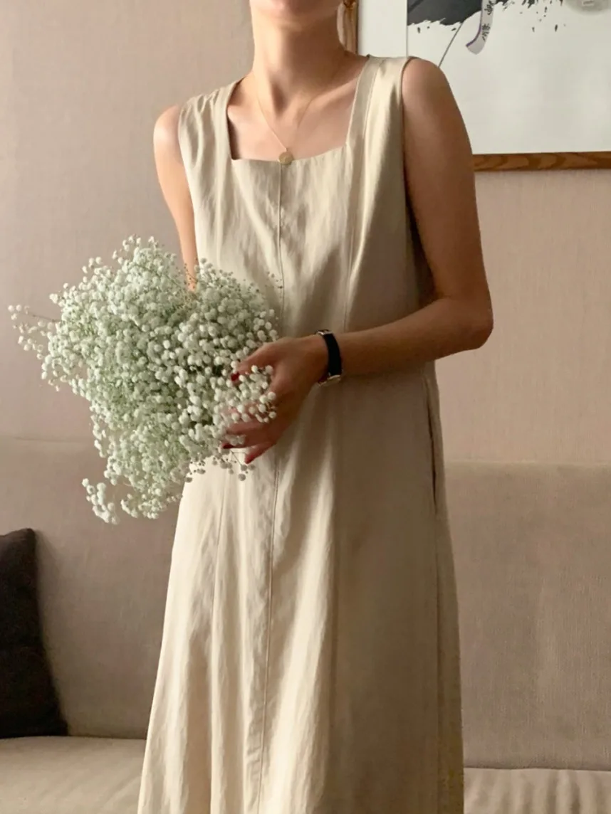 Prosta Długa Wąska Bawełniana Lniana Kamizelka Dr Dojazdy Do Pracy Lato Sezon Średniej Długości Linia A Sylwetka Kolor Wzór