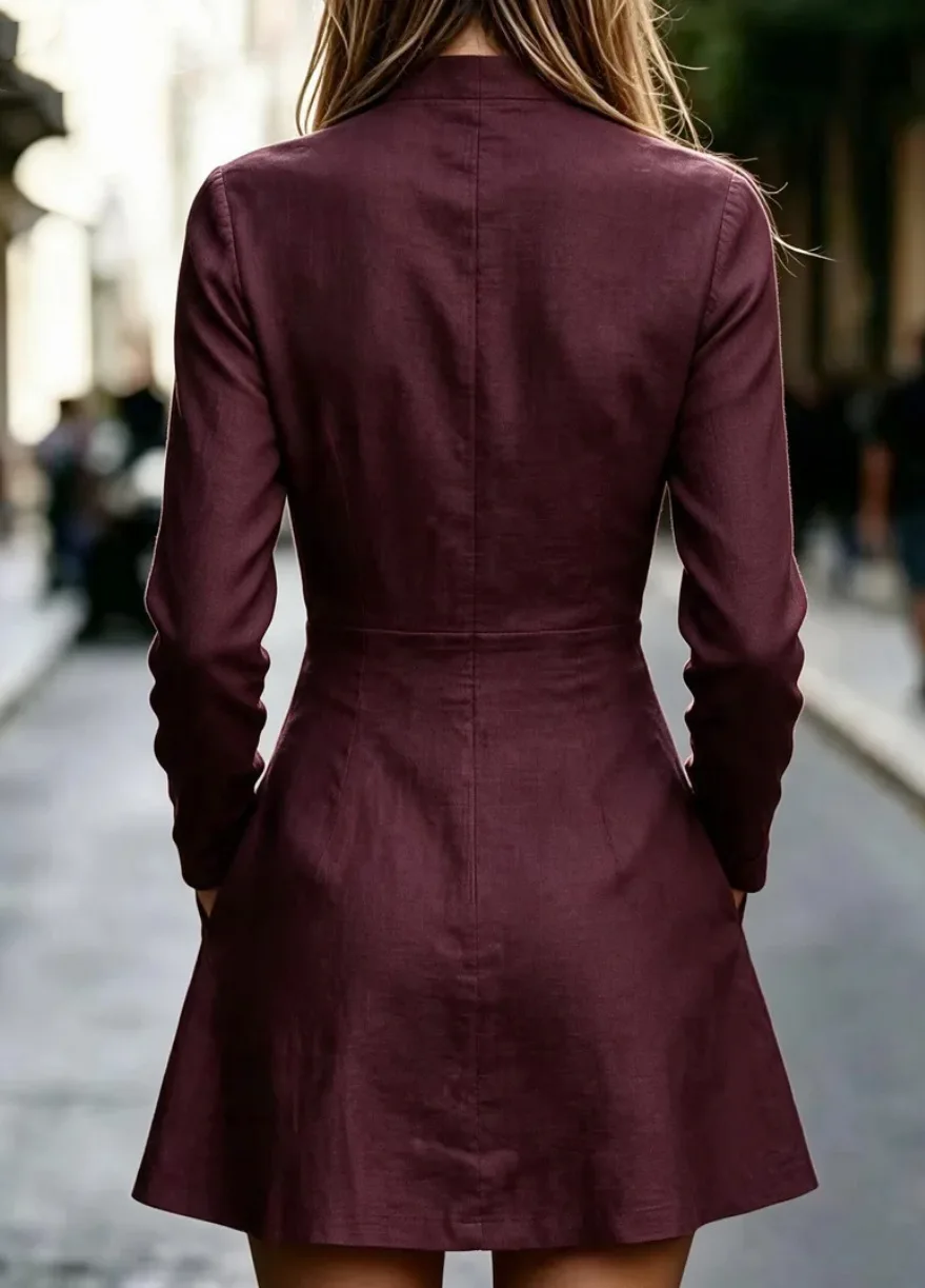 2026 Neue Damen-Minikleider Elegantes Strickkleid mit tiefem V-Ausschnitt, strukturiert, für den Alltag, Frühling, Damenmode, schlankmachend – Detail 4