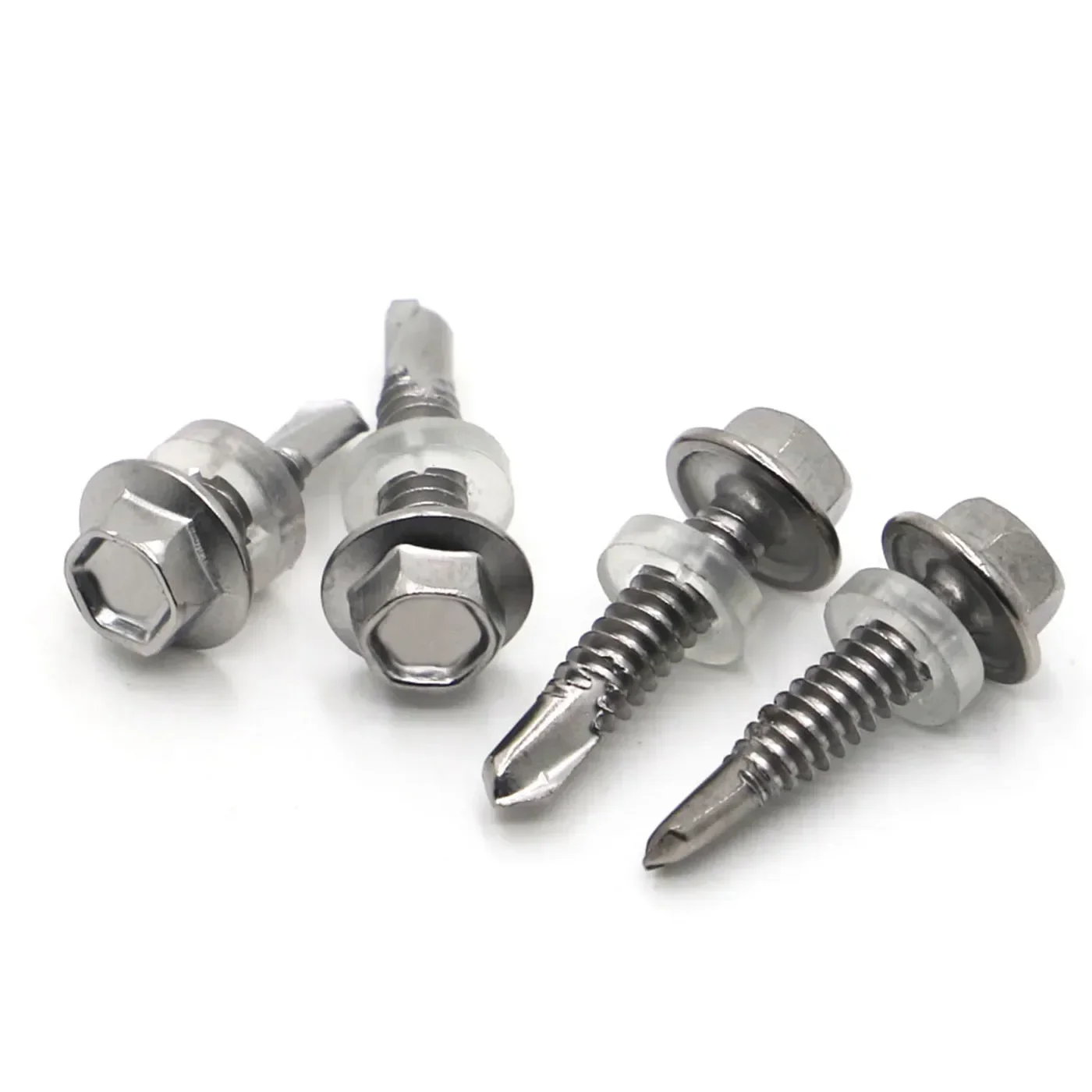 10pcs M5.5 M6.3 410 Stainless Steel External Hexagonal Drill Tail Screws Stainless Steel Self Tapping TEK Screw Series