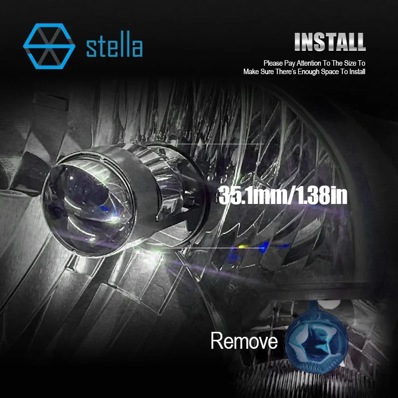 Stella Double Lens/Single Lens H4 LED Headlight Bulb Projector Lamp High/Low Beam High Power 110W 18000Lm 2 Chips for High Beam