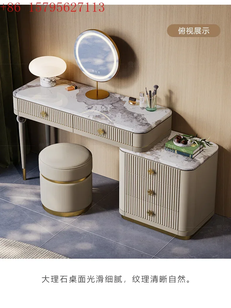 

Light luxury makeup table senior designer solid wood marble integrated dressing table combination9344