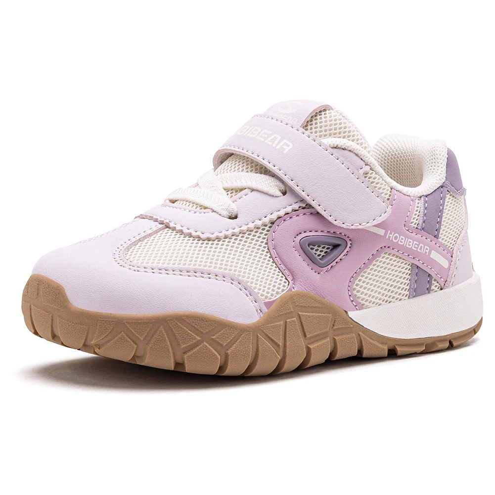 HOBIBEAR Toddler Kids Wide Toe Sneakers Hiking Trekking Outdoor Walking Shoes Hook-Loop Artificial Leather Mesh Running Sneaker