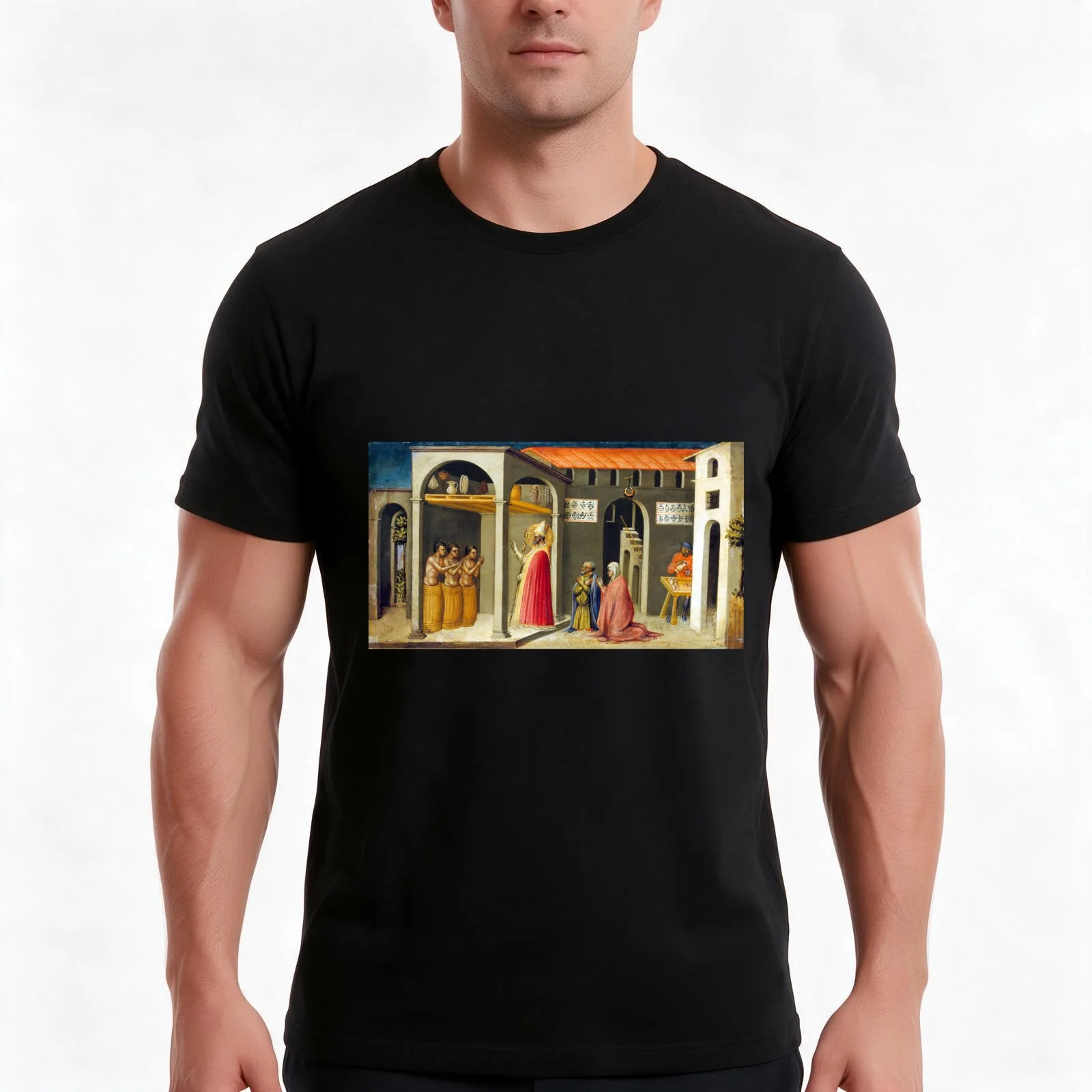 Bicci di Lorenzo Saint Nicholas Resuscitating T-Shirt, Summer Casual Cotton Tee, Oversized Streetwear Tops, Unisex Men Women