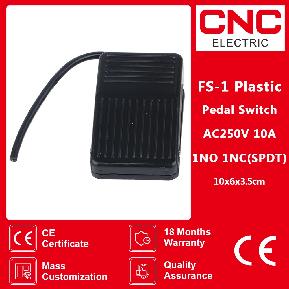 CNC FS-1 Hot SPDT Nonslip Metal Momentary Electric Power Foot Pedal Switch 10A 250V