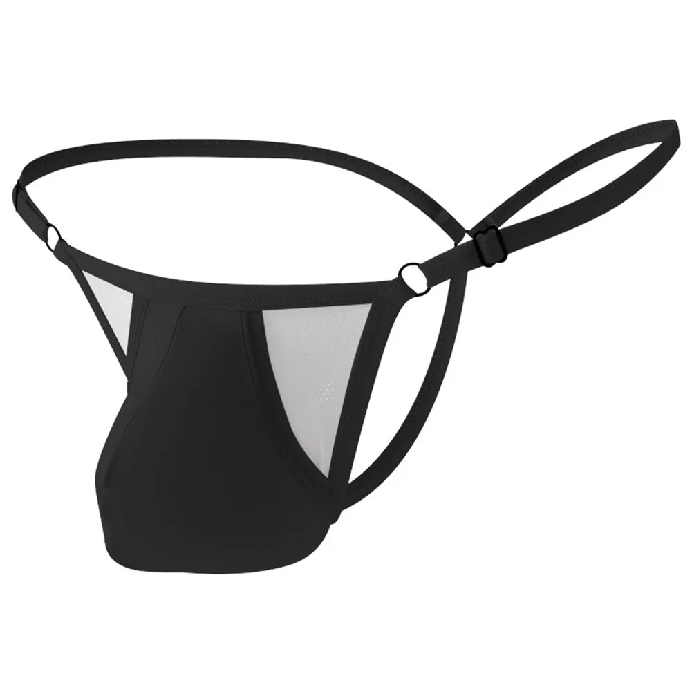 

Men's Panties Ice Silk Thong Thin Underwear Solid Color Underpants Simple Basic Hollow T-Back Breathable G-strings Lingerie