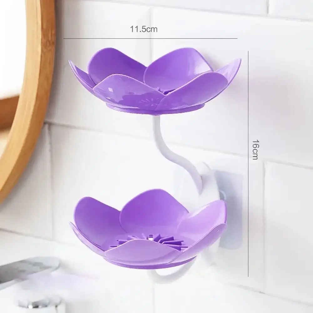 1Pcs Soap Tray Soap Box New Double Layer Flowers Lotus Shape Soap Dish Bathroom Accessories Portable Soap Plate Holder