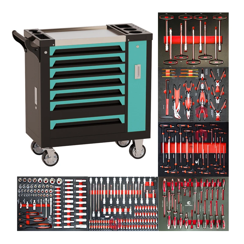 

Professional Metal Iron 7-Drawer Wheeled Tool Cabinet 300kg Capacity OEM Customizable Modern Design Key Lock Workshop
