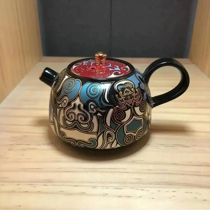 Tiktok Trending Gold And Silver Inlaid Teapot, Taotie Pot, Jin Shengyi Kung Fu Tea Set 100Cc Collectible Treasure