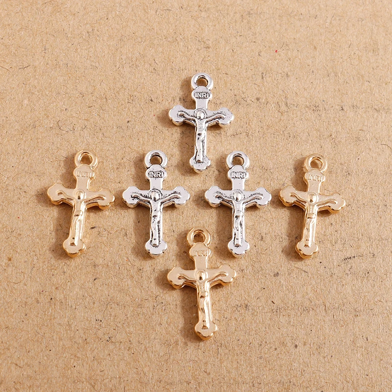 30pcs/Lot 20*12mm  Alloy Cross Charms Religious Crucifix Pendants for Jewelry Making Accessories DIY Handmade Earrings Necklace