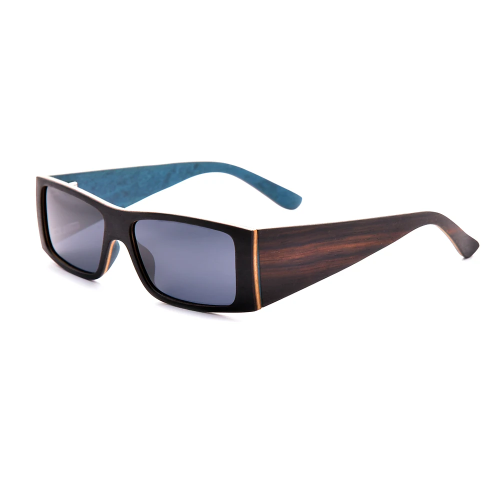 Retro Rectangle Ebony Wood Sunglasses Men Women Brand Designer Vintage Sun Glasses Black Square Classic Polarized Shades