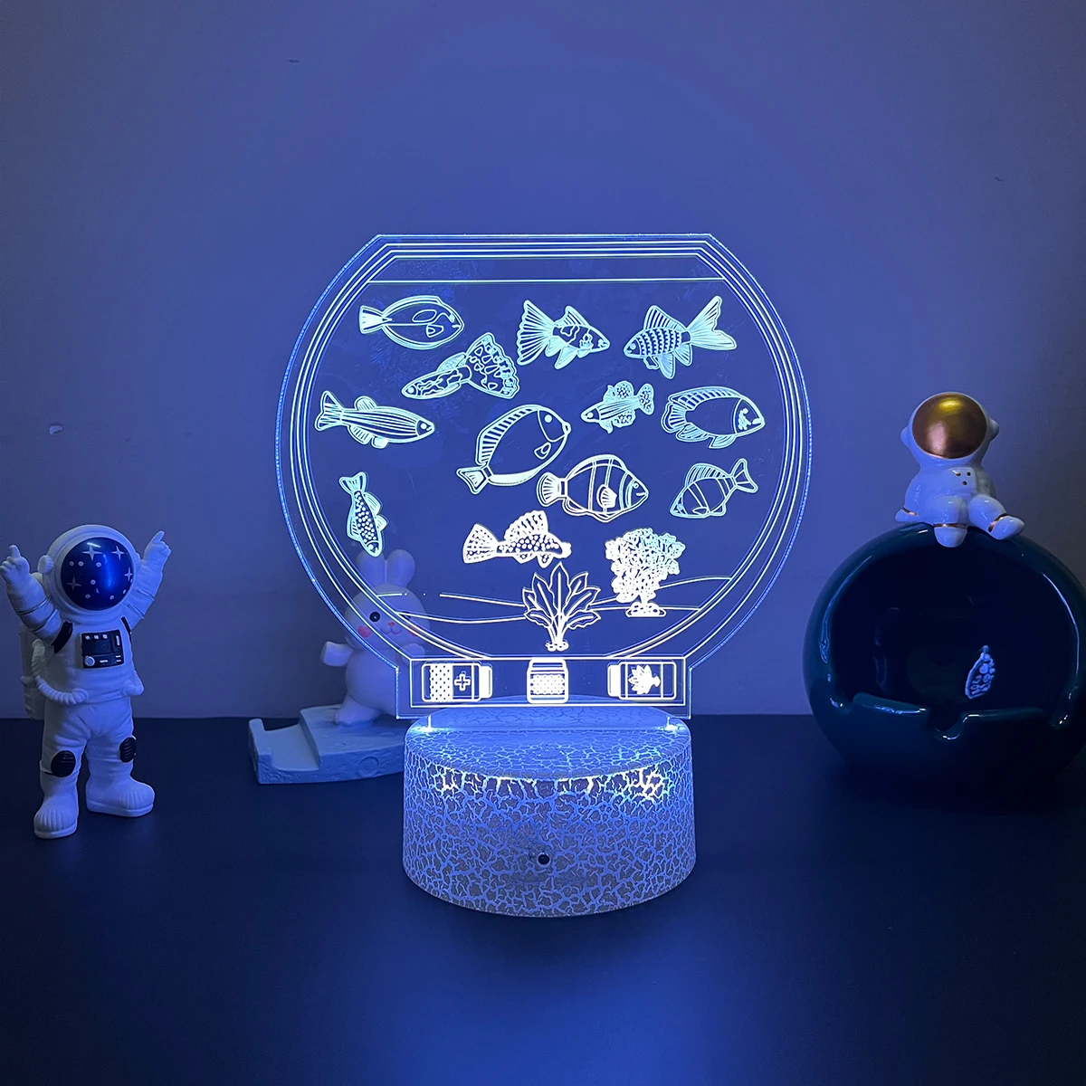 Acuario 7/16 luz nocturna de colores lámpara LED 3D para decoración de habitación de niños regalo de cumpleaños de Navidad