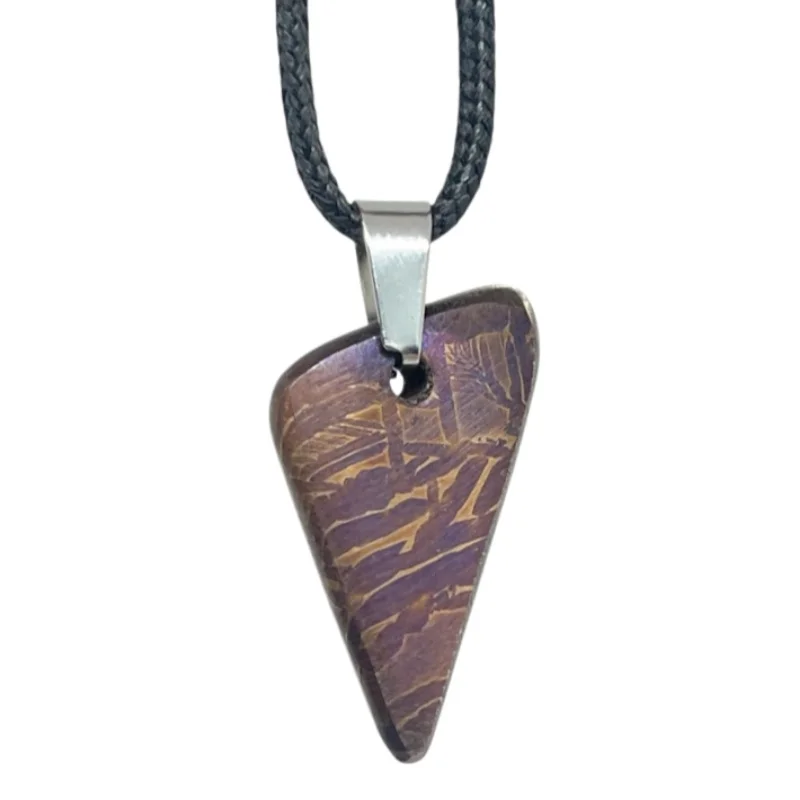 Muonionalusta Meteorite Triangle Pendant Blued Etched Widmanstatten Pattern Iron Meteorite Necklace Men Jewelry LK496