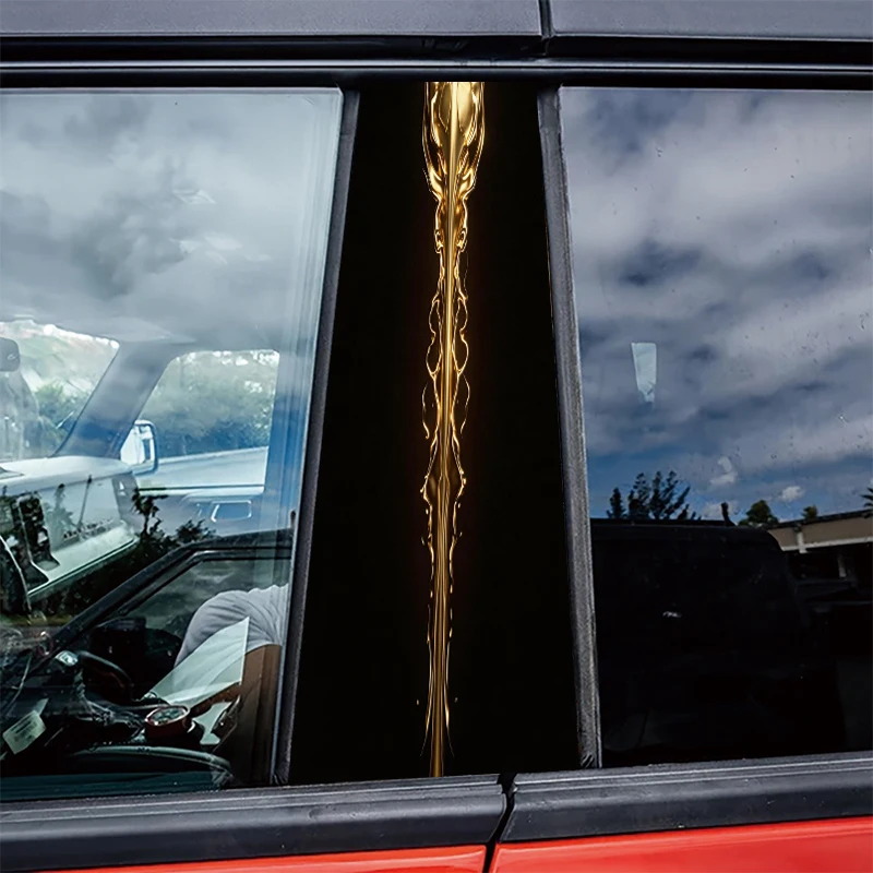 

2 pieces of automotive B-pillar film Flowing Gold Glossy material protective film