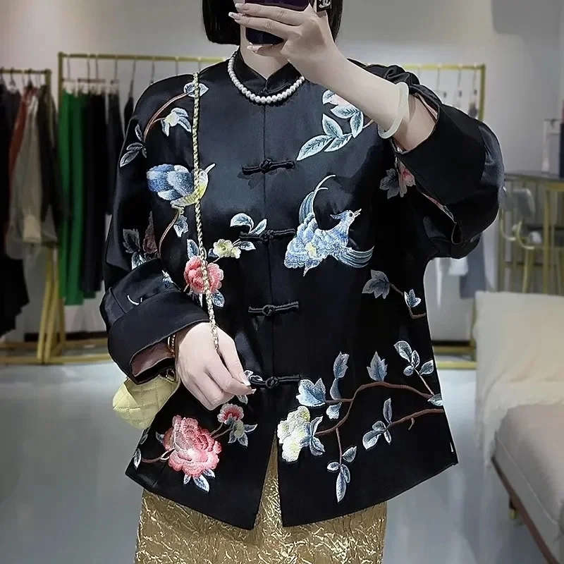 Jackets for Women Women Jacket Chinese Women\'s Cheongsam Tang Suit Guofeng Embroidered Coat Retro High-end Hanfu Coat Outerwears