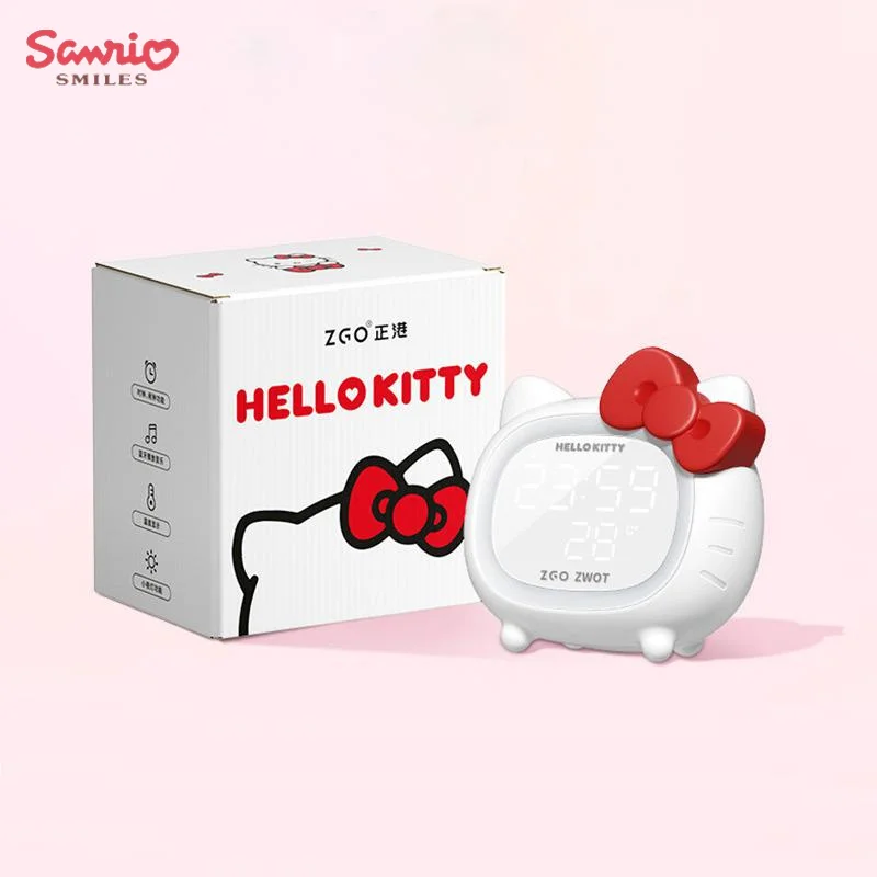 Sanrio Kawaii Bluetooth Stereo Kitty Cat Children Intelligent Alarm Clock Led Atmosphere Light Multifunctional Kt Cat Speaker