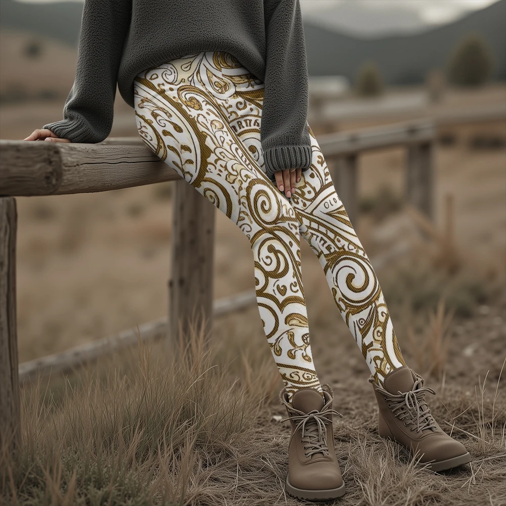 الشتاء الدافئة بيزلي طباعة الحرارية طماق للنساء العرقية بوهو نمط الهبي السراويل الشارع الشهير عادية تمتد الجوارب حجم كبير #3