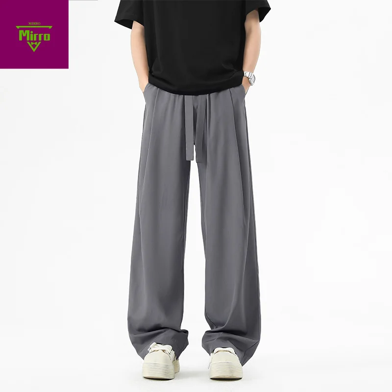 

【Mirrordust】Men's Wear autumn New Suit Pants Loose Straight Korean Fashion Simple Solid Color Male Casual Trousers Wide Leg