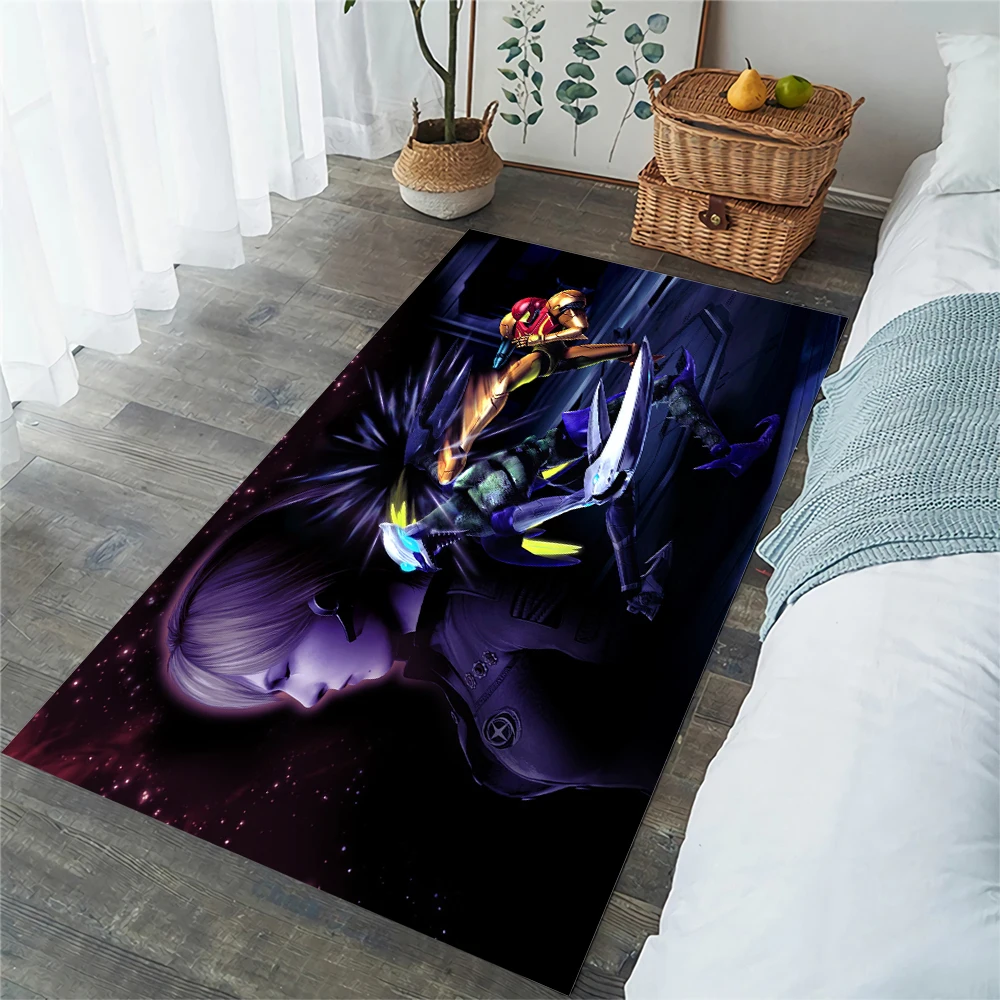 HX Popular Game Floor Mat METROID 3D Printed Flannel Carpet for Living Room Funny Hallway Rug for Bedroom Kitchen Mat