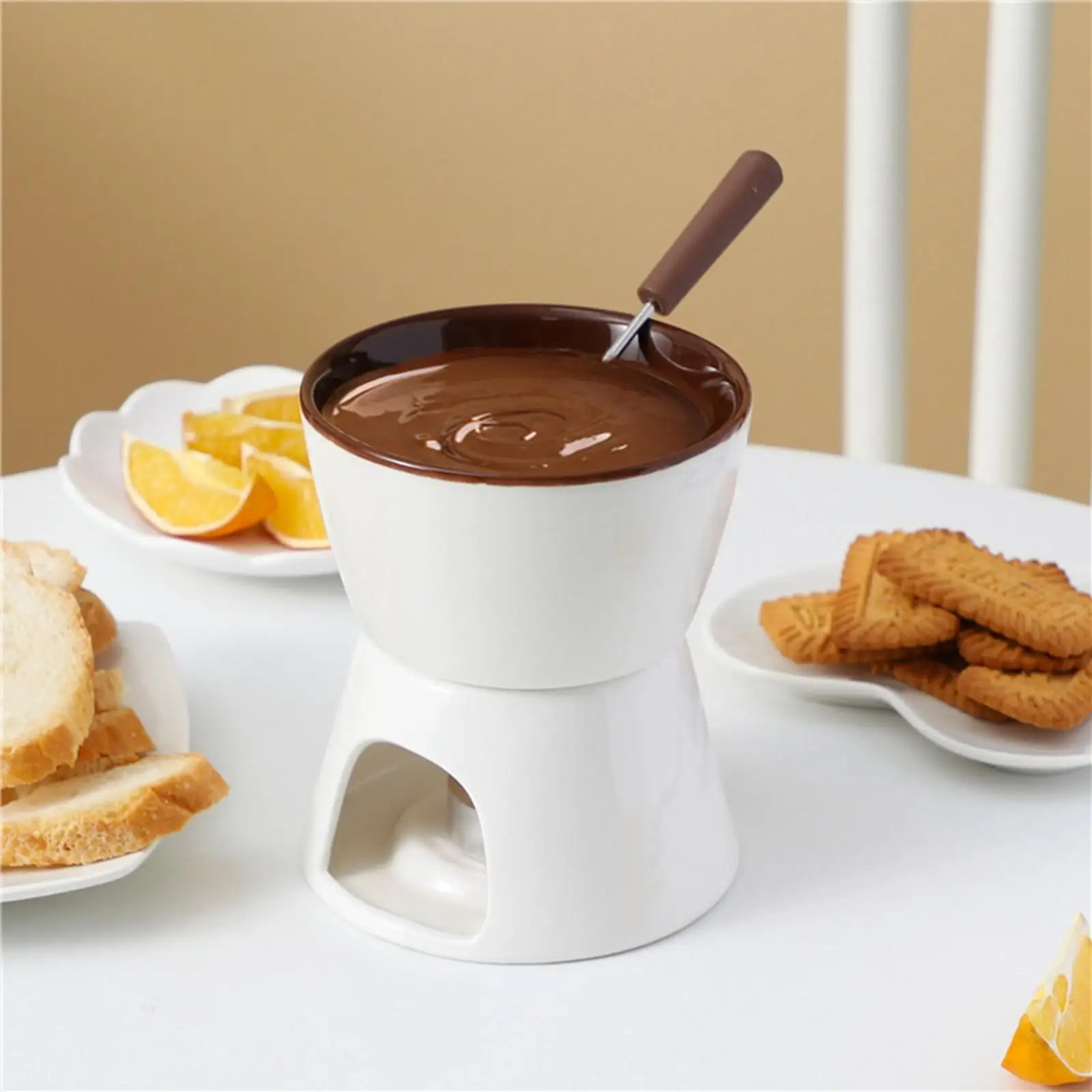 Chocolate Fondue Pot Home Snack Candy Chocolate Melter Pot Cheese Fondue Pot Ceramic Hot Pot Cheese Fondue Pot Wedding Party