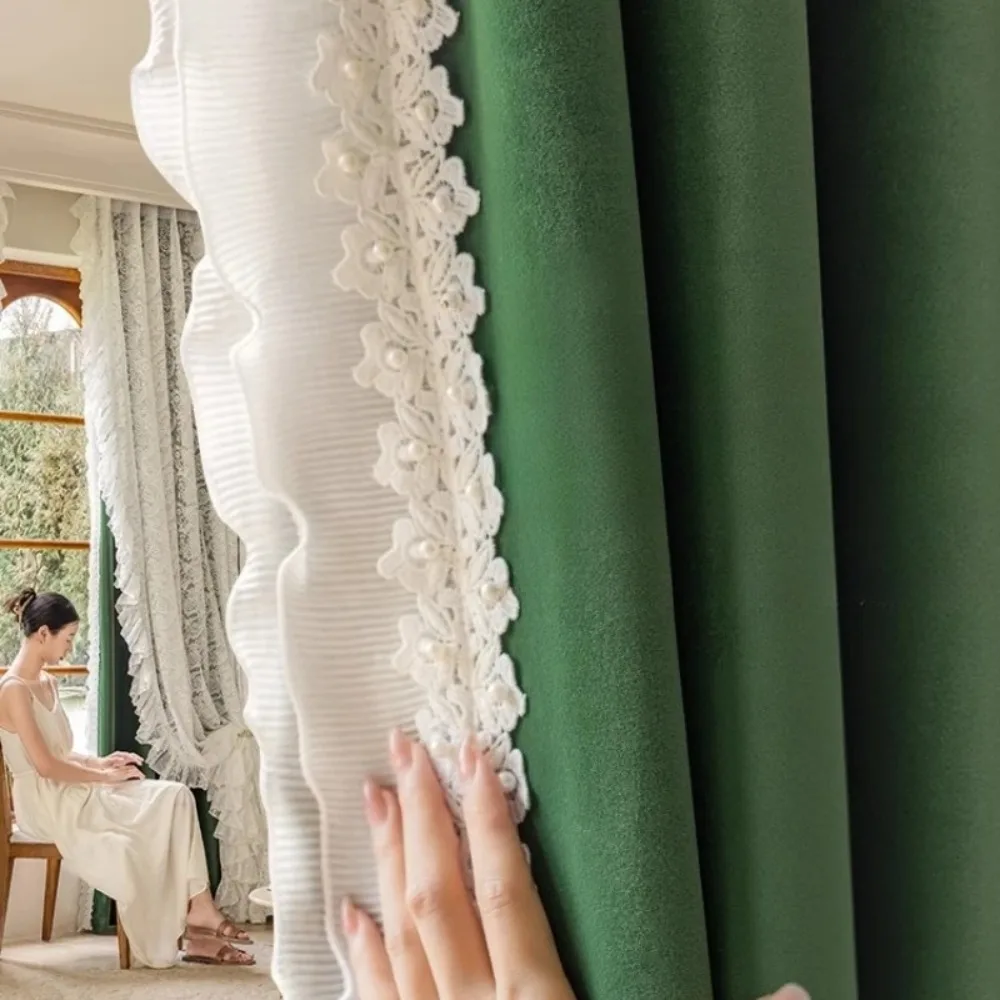 French Vintage Emerald Green Wool Velvet Curtains Australian Luxury Blackout Drapes Custom Modern Bedroom Living Room Fabric