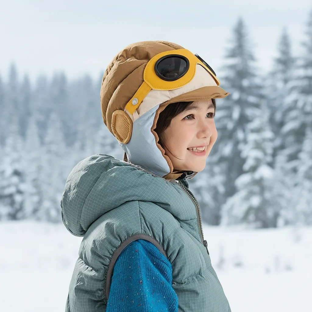 

Новая ветрозащитная шапка-пилот с очками, толстая защитная шапка для ушей, морозостойкая теплая шапка, детские шапки и кепки