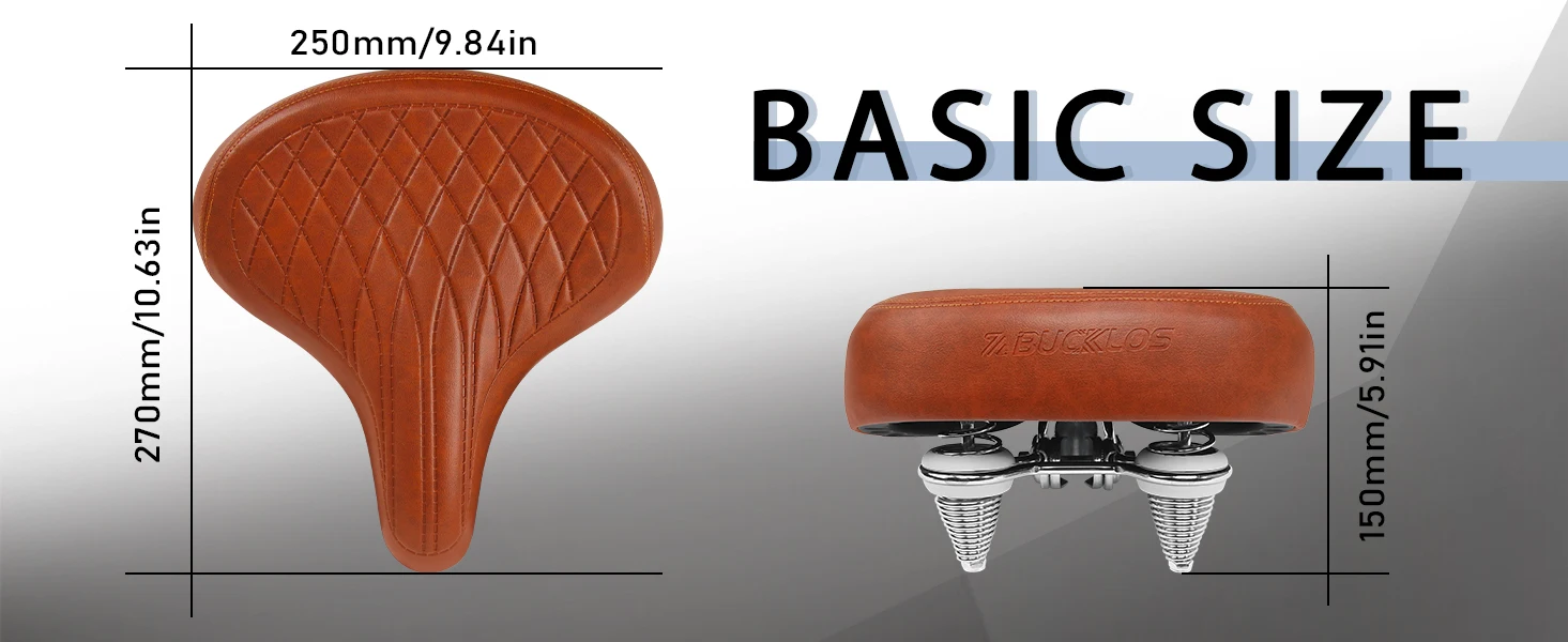 BUCKLOS Übergroßer Fahrradsattel, ergonomisch, verbreitert, verdickt, Rennrad-Mountainbike-Sattel, weich, bequem, stoßdämpfender Fahrradsattel – Detail 5