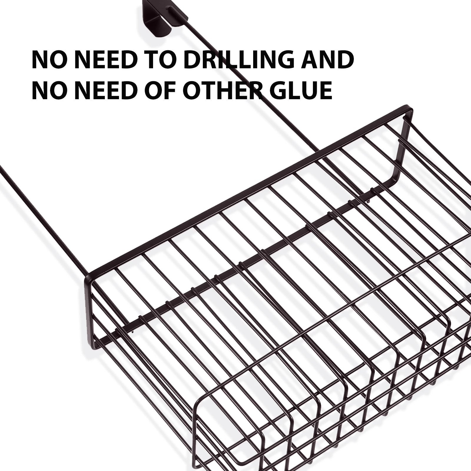 

Over Cabinet Door Organizer Carbon Steel Hanging Basket Kitchen Storage Rack Space Saver Cutting Board Bakeware Holder