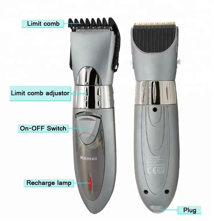 kemei hair clipper KM-605 washable hair trimmer home use hair clipper with blade adjustable