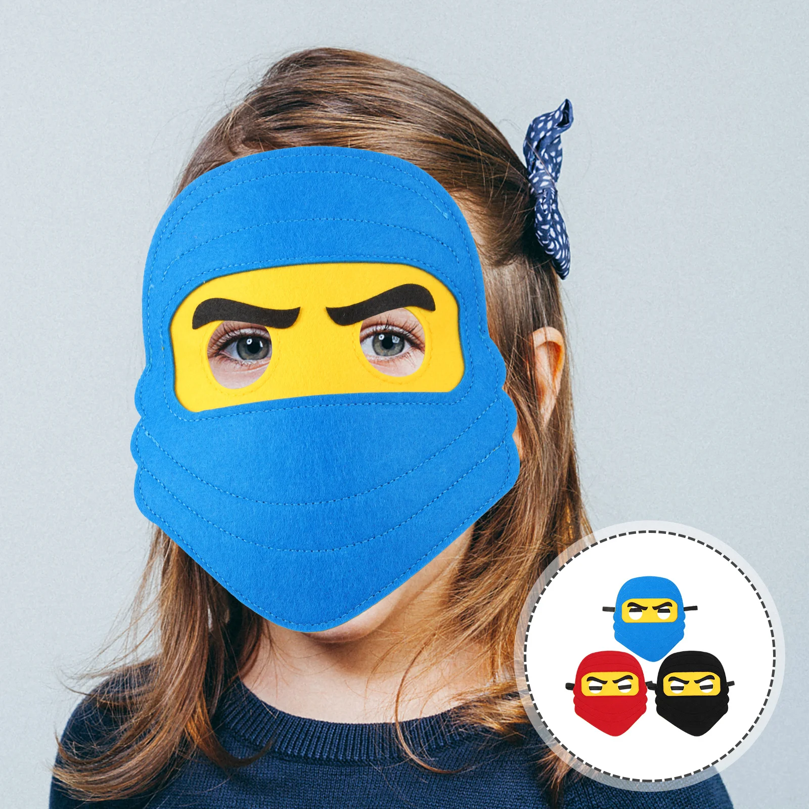 3Pcs Ninja Cosplay Felt Mask Masquerade Party Supplies Kids Holiday Masks Children Costume Kids Mardi Gras Mask