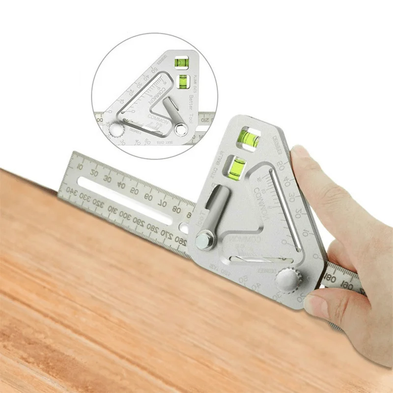 1pcs Triangle Ruler Protractor Angle Ruler Woodworking Tool with Bubble Level Revolutionary Carpentry Tool Measuring Tools