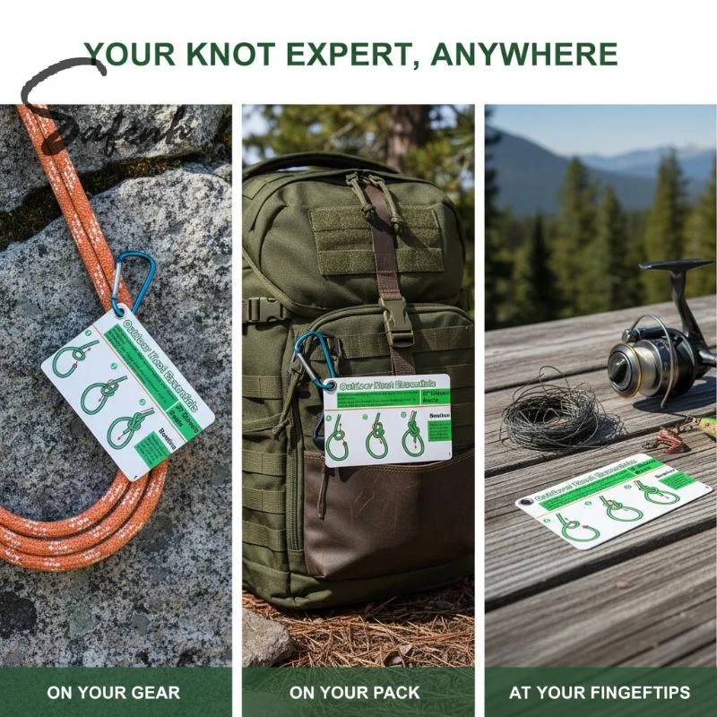 7PCS/1set Fishing Knot Guide Card, Containing 12 Of The Most Practical Fishing Knots, With Storage Buckle, Durable PVC Card