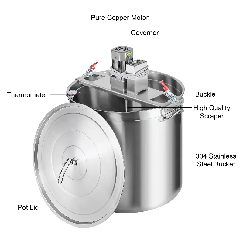 Automatic Commercial Food Electric Mixer Oil Pepper Chili Tomato  Sugar Sauce Jam Soup Hot Pot Stirring Cooking Machine