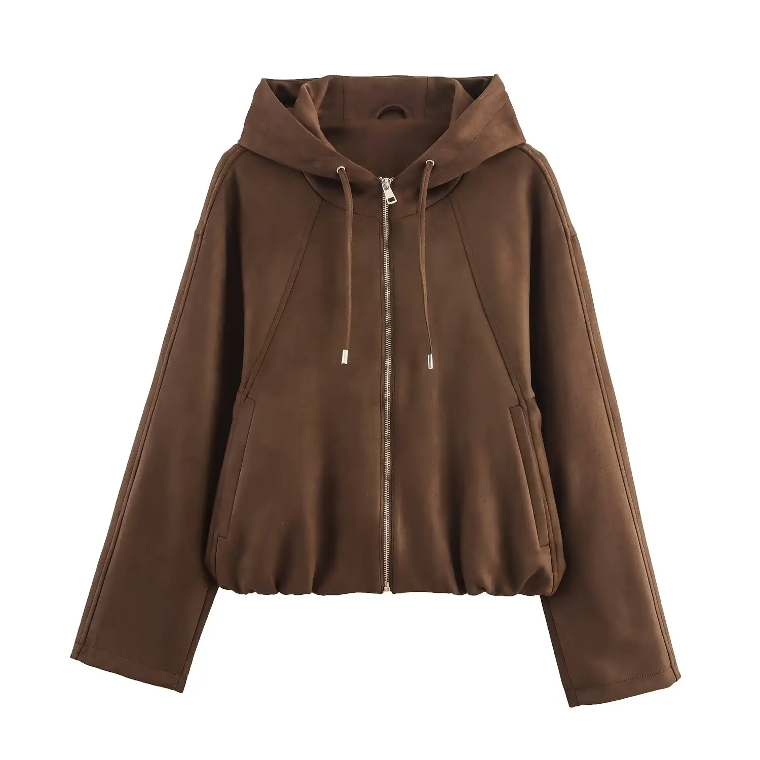 

Fall 2025 New Street Fashion Women's Pilot Jacket Coat Hooded Outerwear Straight Cut Long Sleeve Polyester Fiber Zipper Closure